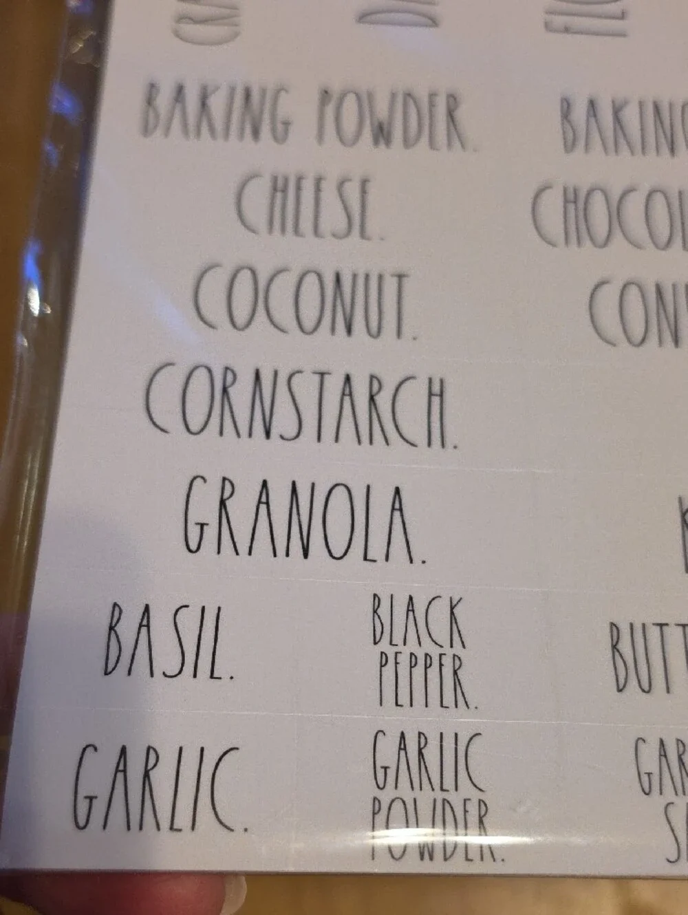 Rae Dunn Clear Organizing Labels with Black Text